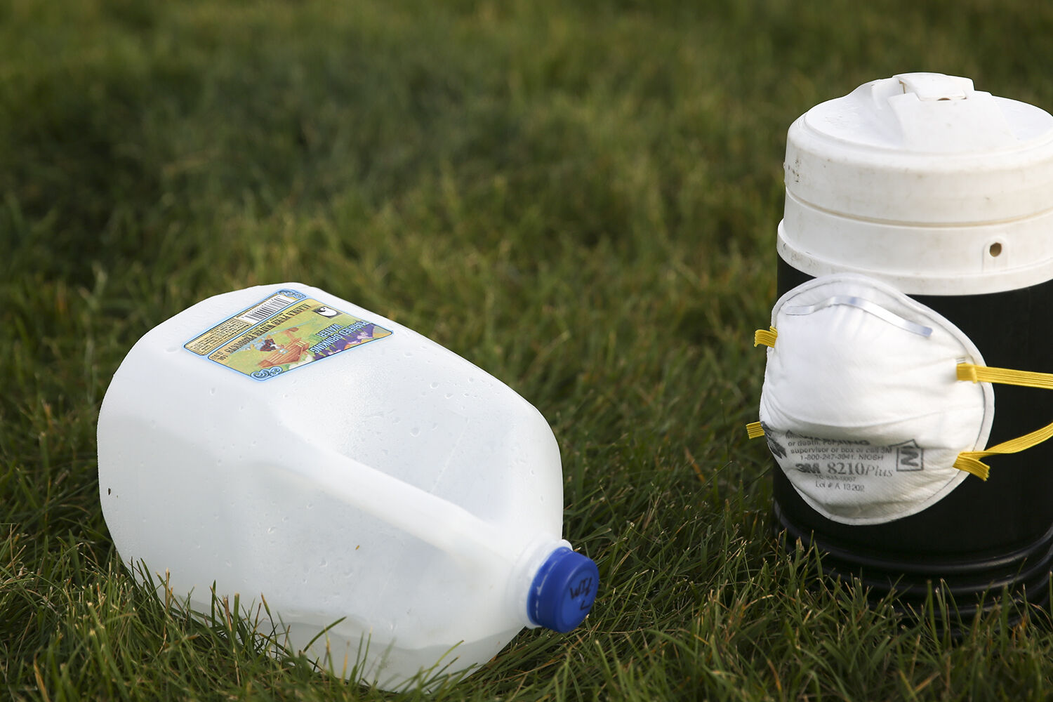 During football practices, each boy can place their water bottles and masks next to a cone